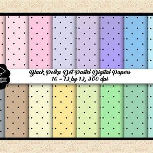 VENDA 99 CENTAVOS, papéis digitais pastel de bolinhas pretas, cores pastel arco-íris, papéis digitais menta, padrão de pontos pequenos, OK comercial