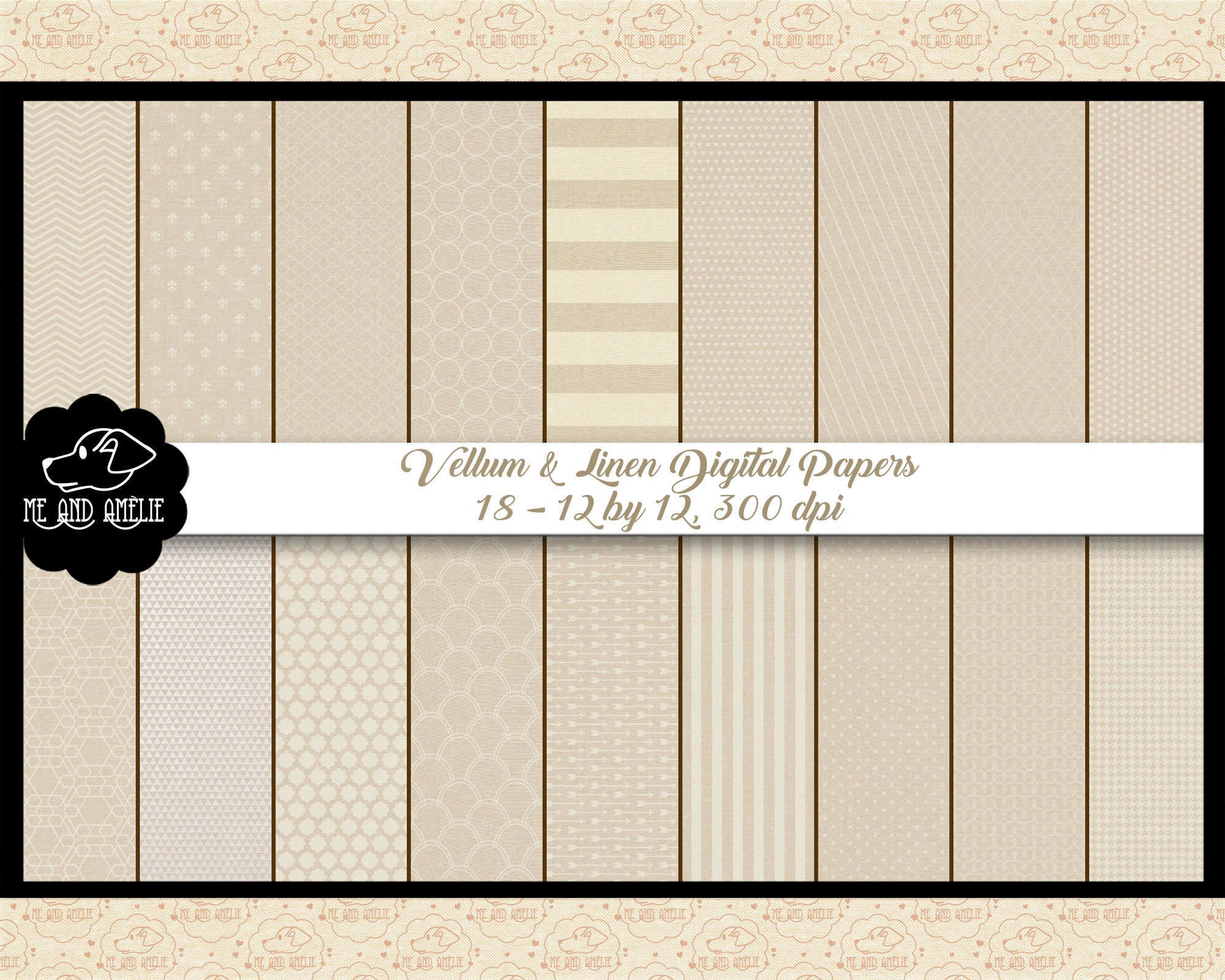 Vellum & Linen Digital Paper MEGAPACK 18 Papers in All Etsy