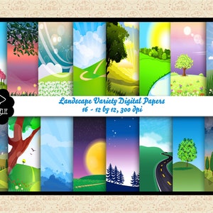 Papiery cyfrowe Landscape Variety, papiery drogowe, krajobrazy księżycowe, papier Tuscany, drogi wodne, świetliki, scrapbooking, komercyjne OK
