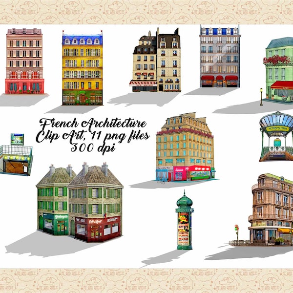 French Architecture 3D Render Clip Art, Hotel, Metro, Restaurants, Supermarket, Paris Architecture, PLUS Free Composition, Commercial OK