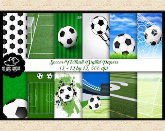 Digitala fotbollspapper, scrapbookingbakgrunder (digital nedladdning)