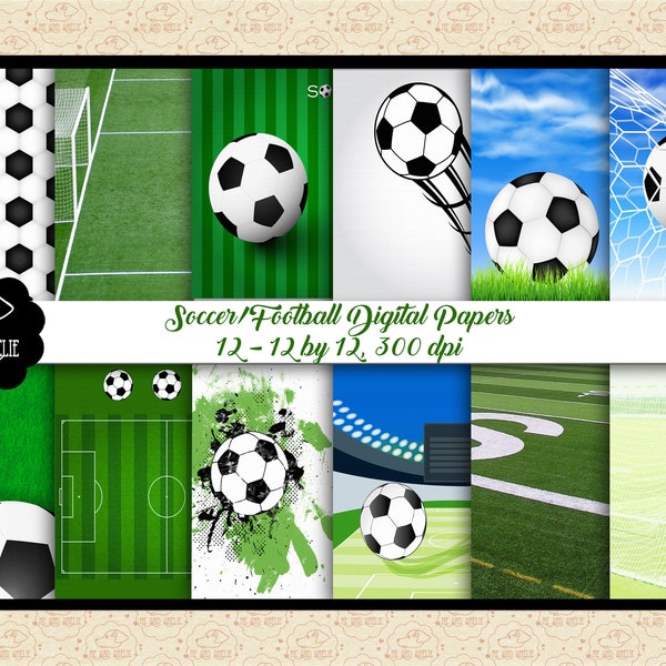 Soccer Football Variety Digital Papers, Soccer Ball Background, Soccer Field Wallpaper, Soccer Players, Soccer Coach, Invitation Template