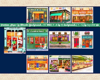VENTE 99 CENTS boutiques parisiennes arrière-plans aquarelle, boutiques parisiennes, hôtel parisien, aquarelle PaRiS, commercial OK