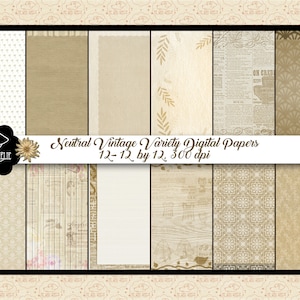 VENDA 99 CENTAVOS Papéis Digitais Variedade Vintage Neutro, Shabby Chic, Papéis Digitais Rendados, Artigos Efémeros de Jornal, Casa de Fazenda, Comercial 0k