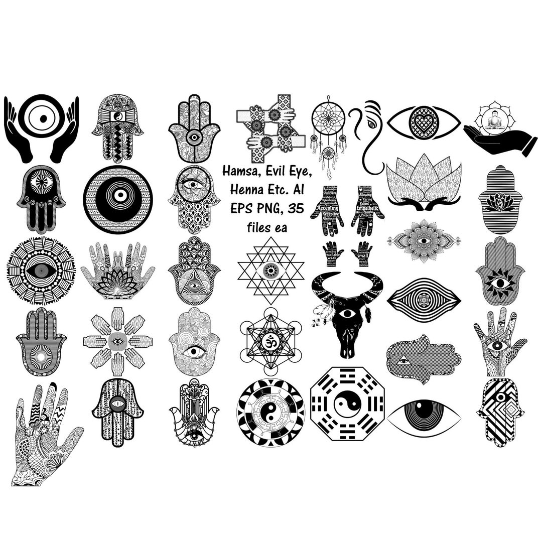 Hamsa, Evil Eye, Henna, Metaphysical Graphics, Ganesha, AI EPS Vector ...