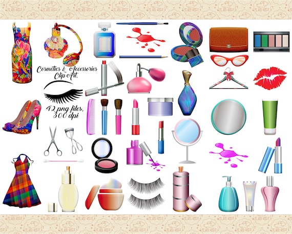Make Up ClipArt, Cosmetics Graphics, Lipstick ClipArt, Perfume ClipArt, High Heels, Dresses, Womens Accessories, Commercial OK