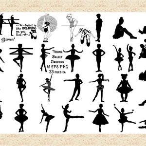 Young Ballet Silhouettes AI EPS (Vector) & PnG, (Not SVG) Ballerina Clip Art, Boy Ballet Dancer, Little Girl Ballet, Toddler Ballet, Babies
