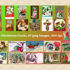 Retro/Vintage Weihnachtskarte Fronten, Jpeg, Religiöse Karten, Altmodische Karten, Weihnachten ClipArt, Junk Journals, Kommerziell OK