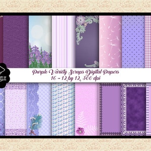 SALE 99 CENTS, Purple Variety Scraps Digital Papers, Digital Paper Remnants, Random Patterns/Green Papers, Stock Up on Papers, CU 0K