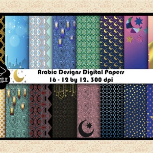 Motifs arabes variés Papiers numériques, Motif arabe, Motif islamique, Papier Ramadan, Modèles de cartes, Fond Marocain, Motif Eid