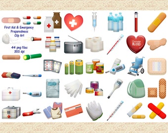 First Aid & Emergency Preparedness ClipArt, Band Aid ClipArt, Medication ClipArt, Donate Blood, Toilet Paper, Water, Blankets, Commercial OK