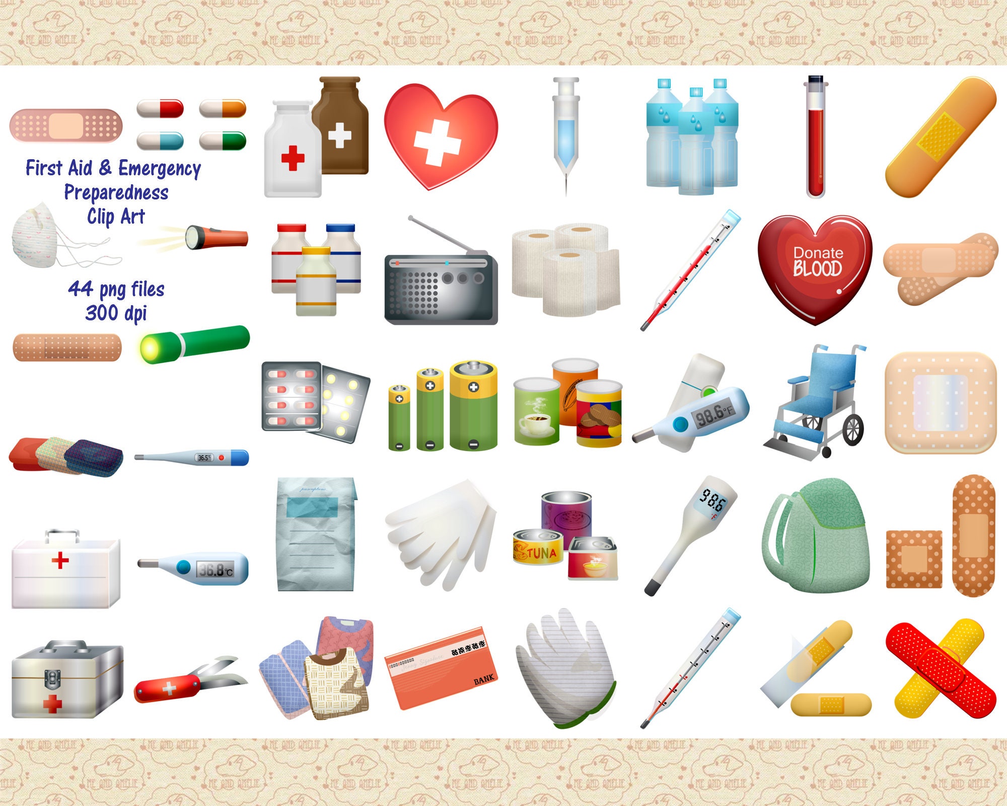 First Aid & Emergency Preparedness Clipart Band Aid Clipart Etsy UK