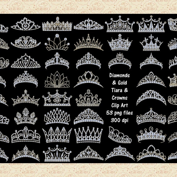 Diamond Tiara ClipArt, Rhinestone Tiara, Princess ClipArt, Queen Clip Art, Royal Monarchy, Crown Clip Art, Gold Tiara ClipArt, Commercial OK