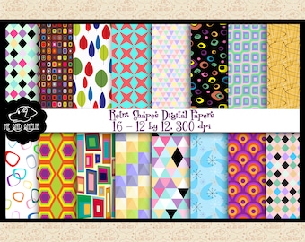 Mid Century Modern Retro Shapes Canvas Digital Papers, Mod Backgrounds, 1960's Scrapbook , Atomic Age, 1950's Digital Papers, Commercial OK