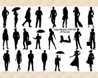 People Silhouettes Vector Art - AI, EPS, PNG Clipart - Commercial Use