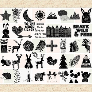 Scandia Nordic Year Round Clip Art, AI Vector (Not SVG) e PNG, Tempo accogliente, Animali nordici, Cavallo Dala, Grafica per bambini, Tempo Hygge, Cucciolo d'orso