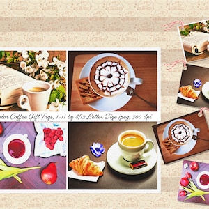 VENDA 99 CENTS, Folha de colagem de etiquetas para presentes de café em aquarela, confecção de cartões de presente, cartões de agradecimento, café parisiense, café francês, OK comercial