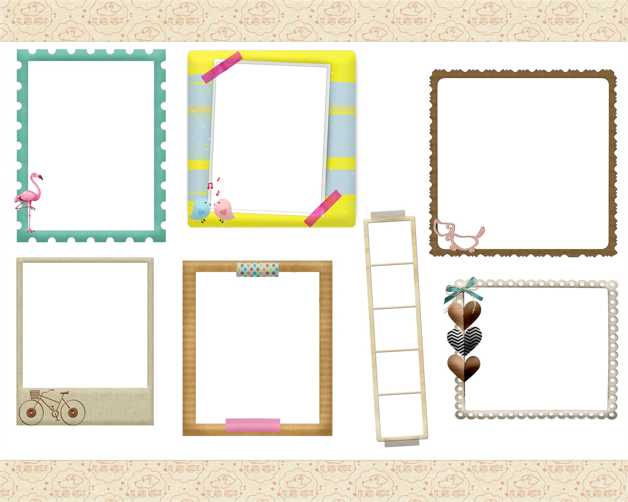Paper Frames Clip Art Scrapbook Frames Vintage Ephemera Etsy