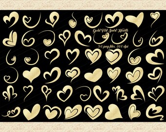 Goudfolie wervelharten Clip Art Graphics (PNG)
