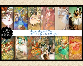 Degas Ballerinas Digital Paper Pack, Impressionist Art (12x12, 300 DPI)