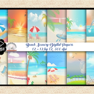 Papier numérique paysage de plage, fond de sable et de mer, toile de fond de vacances, papiers de vacances, paradis tropical, vagues de l'océan, dauphins, vie à la plage