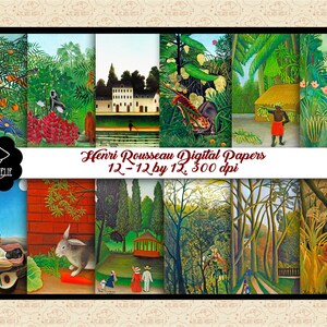 Henri Rousseau, peintures post-impressionnistes, papiers numériques, surréalisme, arrière-plans avant-gardistes, licence du domaine public CC0, commercial OK