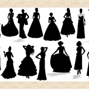 Formal Dressed Women & Shoes AI and PNG ClipArt Not a SVG, Be Aware Women Fashion Silhouettes, Long Dress Clip Art, Shoe ClipArt, Girls image 3