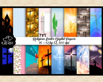 Religious Easter Digital Paper, Christian Themes (12x12 inch)