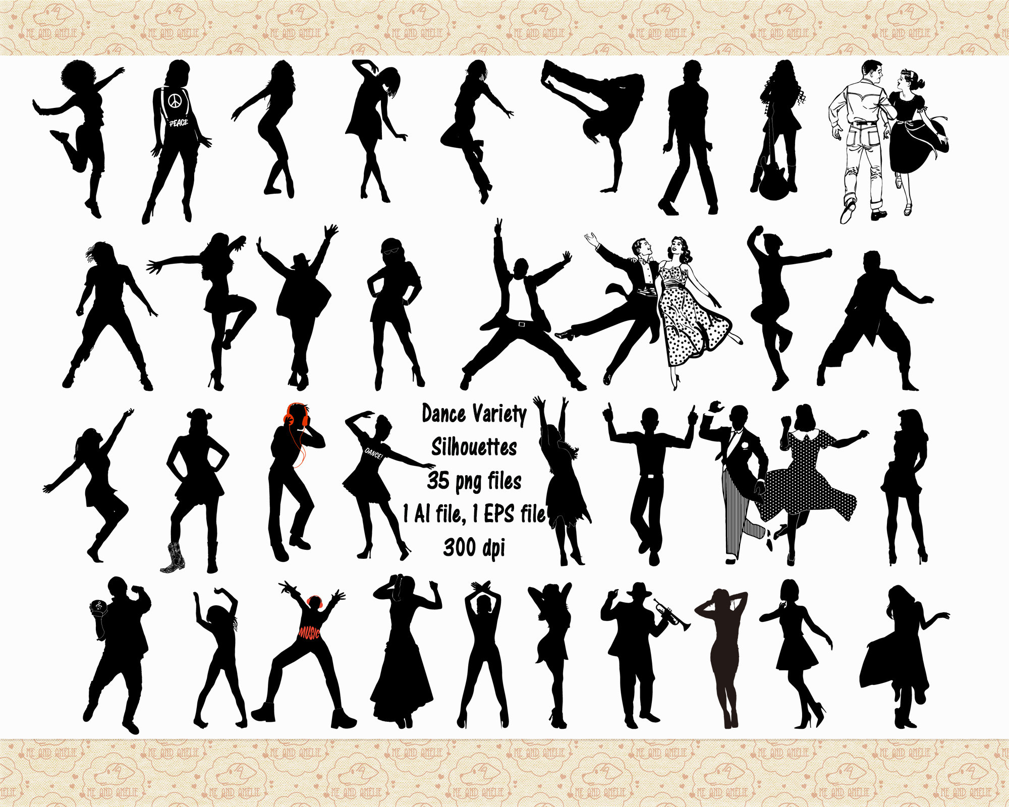 Dance Variety Vector Clip Art Al EPS no Svg & PNG Retro - Etsy