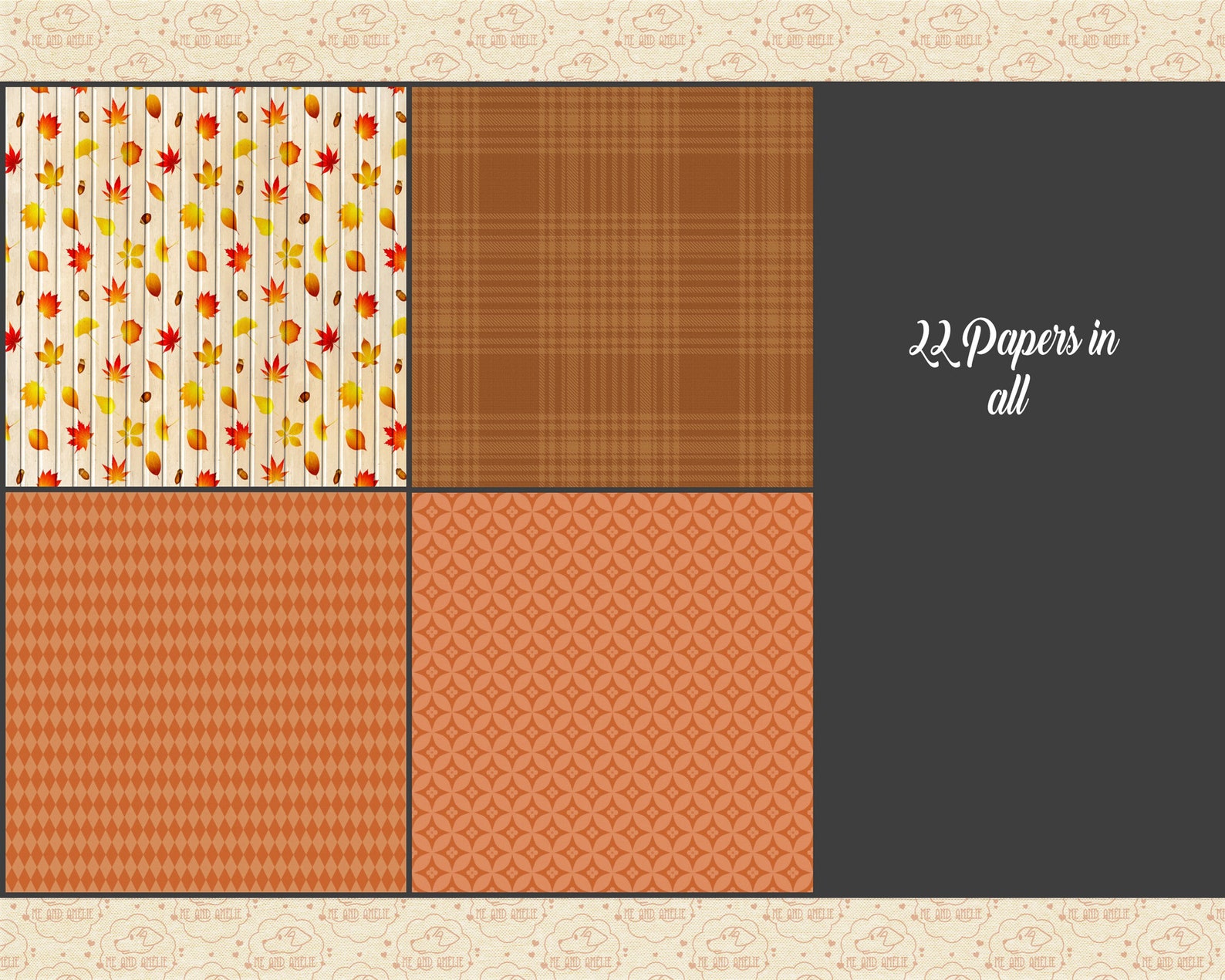 Autumn Digital Paper Pack, Fall Leaves, Pumpkin, Wood (digital Download ...
