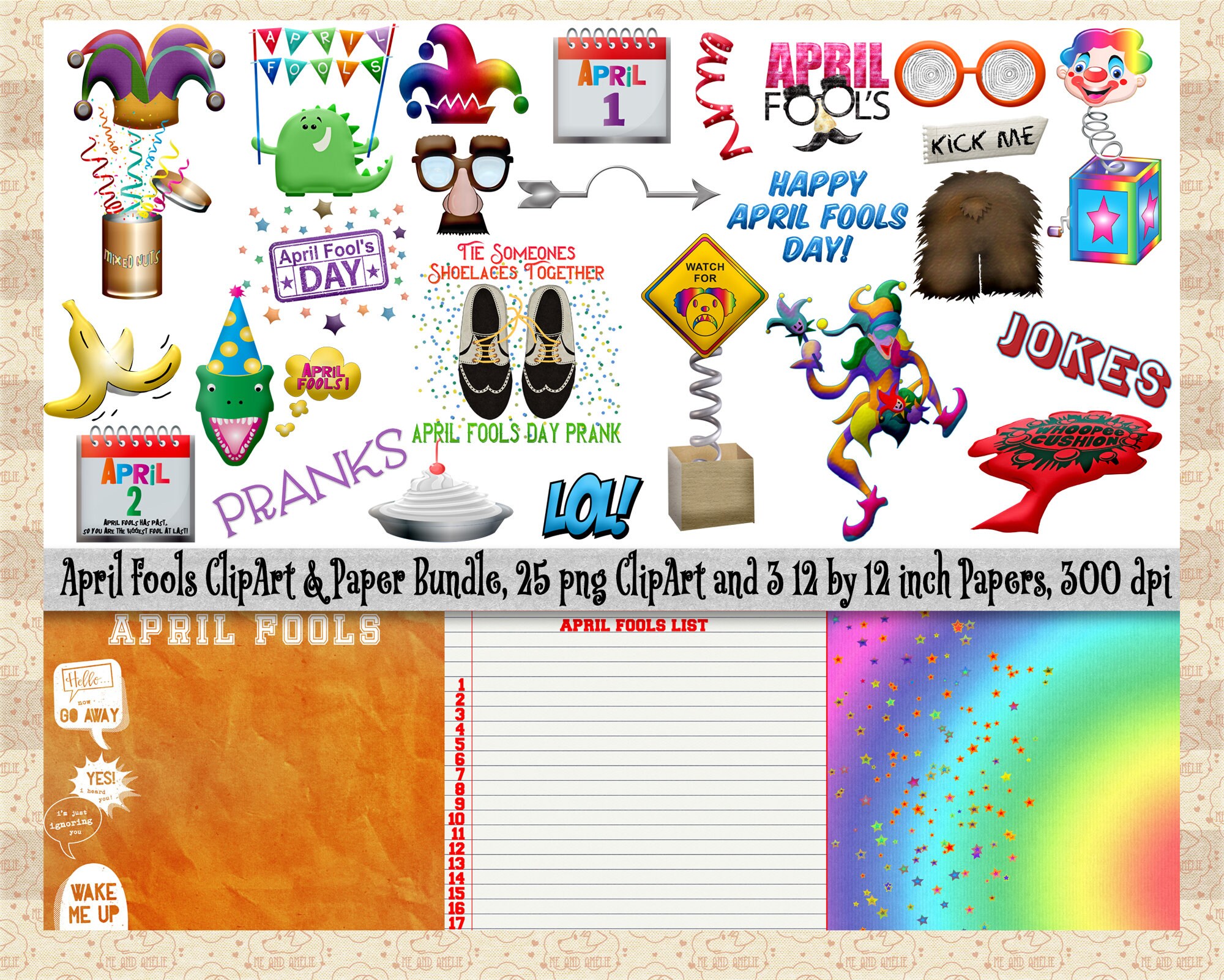 April Fools'Dayページ April Fools Day Clipart & Digital Papers, Joke Clipart, Jack