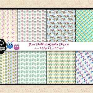 SALE, Sonderpreis nur 99 Cents, Eule Muster Digitale Papiere, Süße Eule Tapete, Kinder Digital Papier, Eule Muster Hintergrund, CU OK