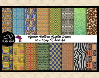 African Tribal Pattern Digital Paper Pack (16) (Digital Download)