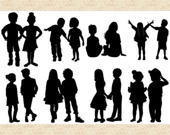 Boy Girl Silhouette Etsy