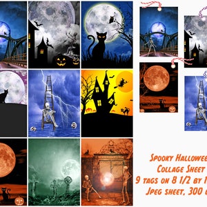 Etiquetas assustadoras de colagem de Halloween, lembrancinhas de Halloween, etiquetas para presentes, 9 etiquetas em um papel tamanho carta, impressão e corte, diários indesejados, OK comercial
