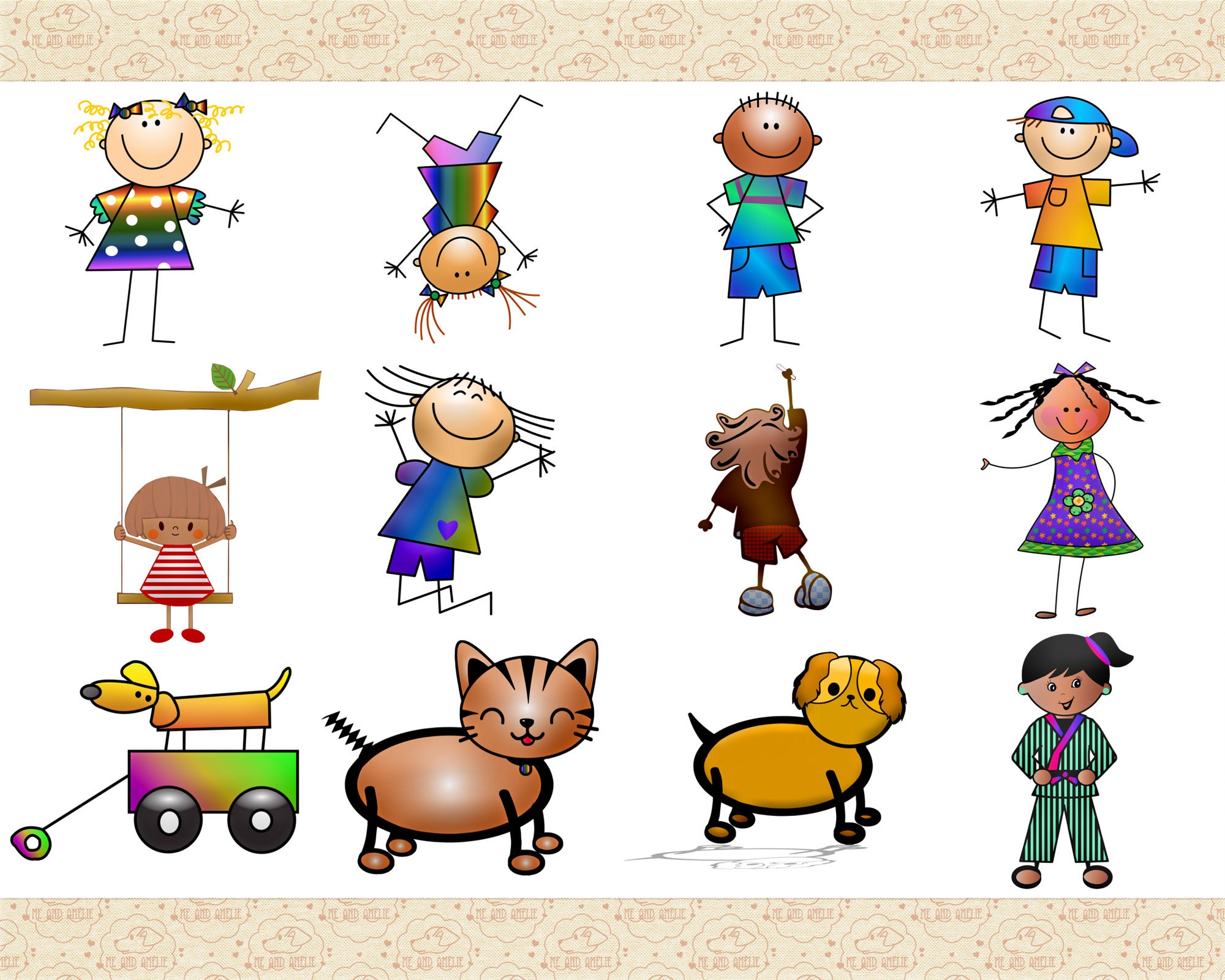 Verschillende soorten stick-figuren Clip Art*Personen Stick Figures*Stick  Kids* Stick Figures voor honden en katten*Meisjes* Jongens*  Moeders*Vaders*Grootouders*Baby - Etsy België, image size:2000x1600