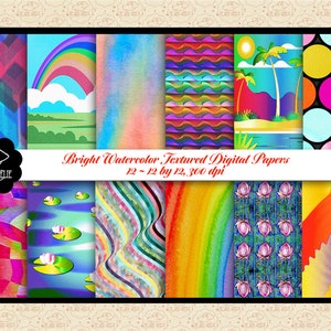 VENDA 99 CENTAVOS Papéis digitais de aquarela variados, padrões, lavagens de aquarela, paisagens, papel de aquarela abstrato, comercial OK