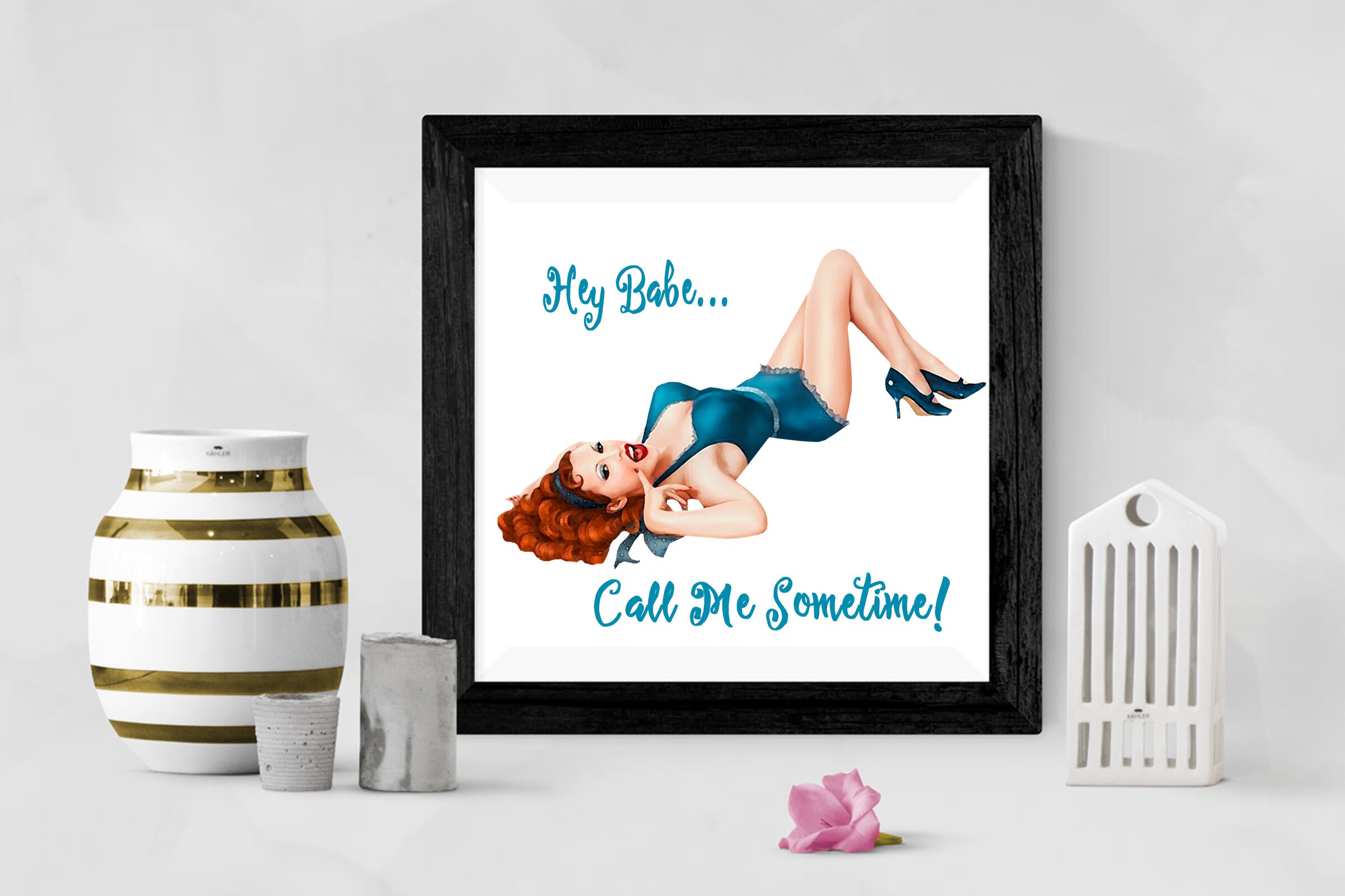 Retro Pin up Girls Part Four Clipart, Vintage Restored Pin