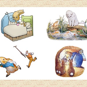Vintage Beatrix Potter Clipart, Peter Kanin, Jemima Puddleduck (20 PNG-filer) bild 4