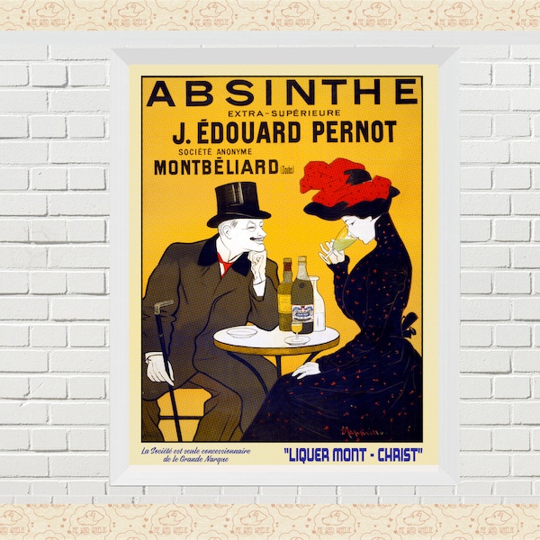 Absinthe Vintage Poster, French Poster, Also Incudes a A4 Size, Retro Digital Art Print, CC0 Public Domain,Restored Art Print, Commercial OK