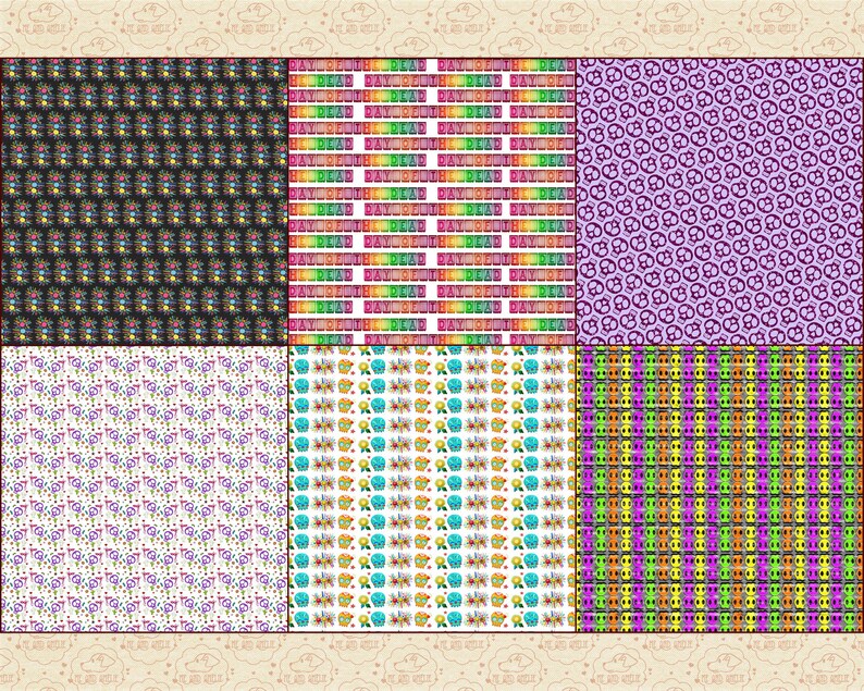 Digitalt papperspaket med de dödas dag, sockerskalle- och Sarape-designer (digital nedladdning) bild 2