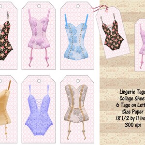 Folha de colagem de etiqueta de presente de renda de lingerie, confecção de cartão de presente, 6 etiquetas em um papel tamanho carta, impressão e corte, diários indesejados, comercial OK