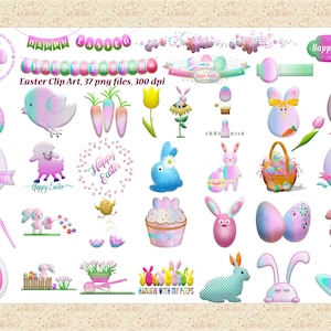 Clipart de Pâques*Feutré et cousu*Clipart de Pâques en feutre*Clipart de Pâques*Lapin*Oeuf de Pâques*Fleurs feutrées* Pâques de la ferme*Lapins*Commercial OK