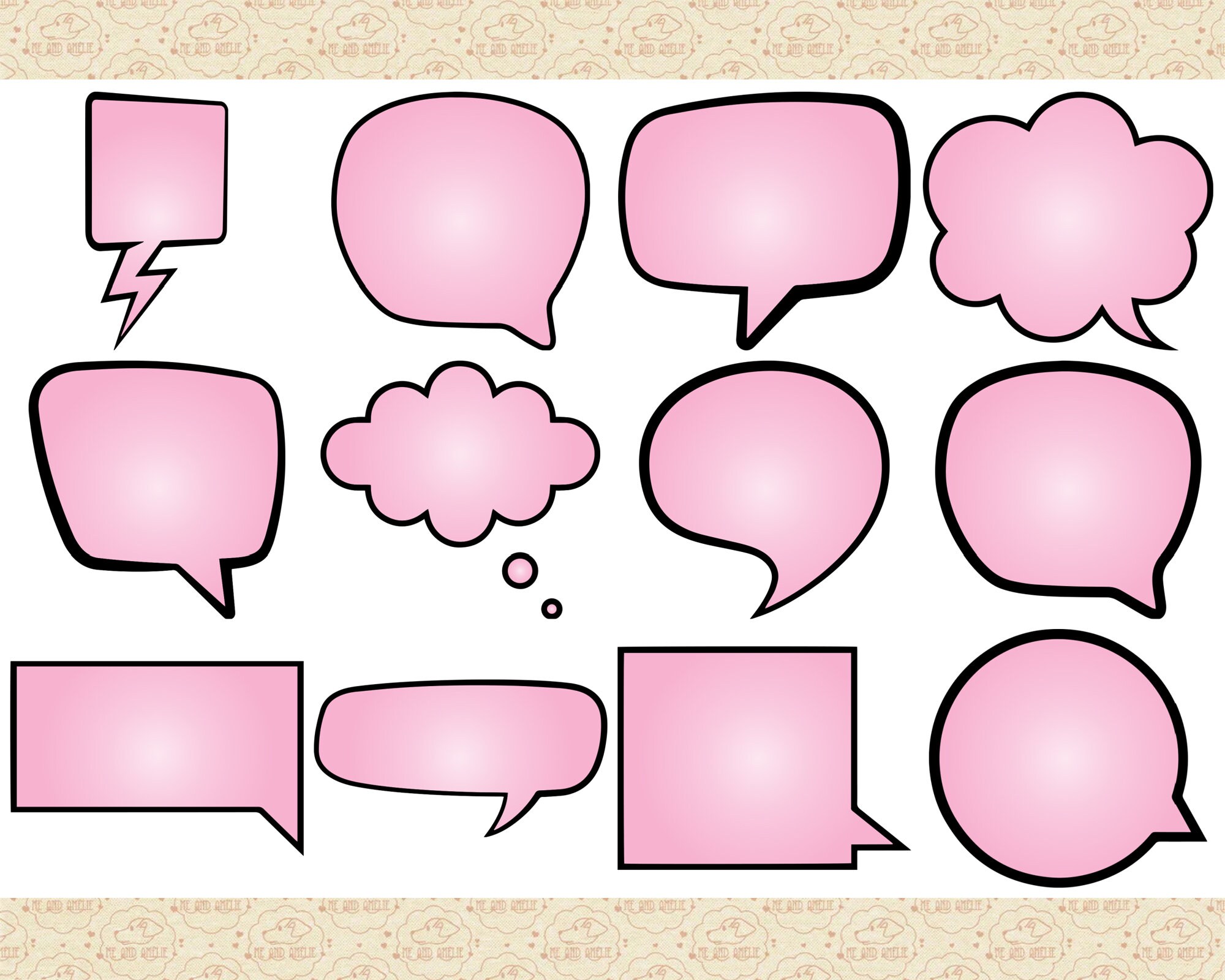 Pink Comic Speech Bubbles - 48 PNG, AI, EPS Files - Gradient