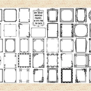 Art Deco/Nouveau Frames AI EPS Vector and PnG Files, (No SVG files) Roaring 20s Frames, Gatsby Style Frames, Art Nouveau Borders, Art Deco