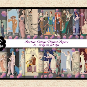 Papéis digitais Barbier Collage * Domínio público CC0 * Papéis digitais Art Déco * Papéis Art Nouveau * Georges Barbier Women * Uso comercial OK