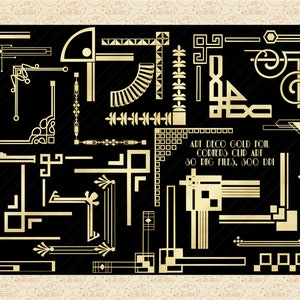 金箔ギャツビー スタイル アールデコ コーナー クリップアート、金箔クリップアート、ギャツビー ウェディング、金箔ボーダー、金箔フレーム、ギャツビー クリップアート