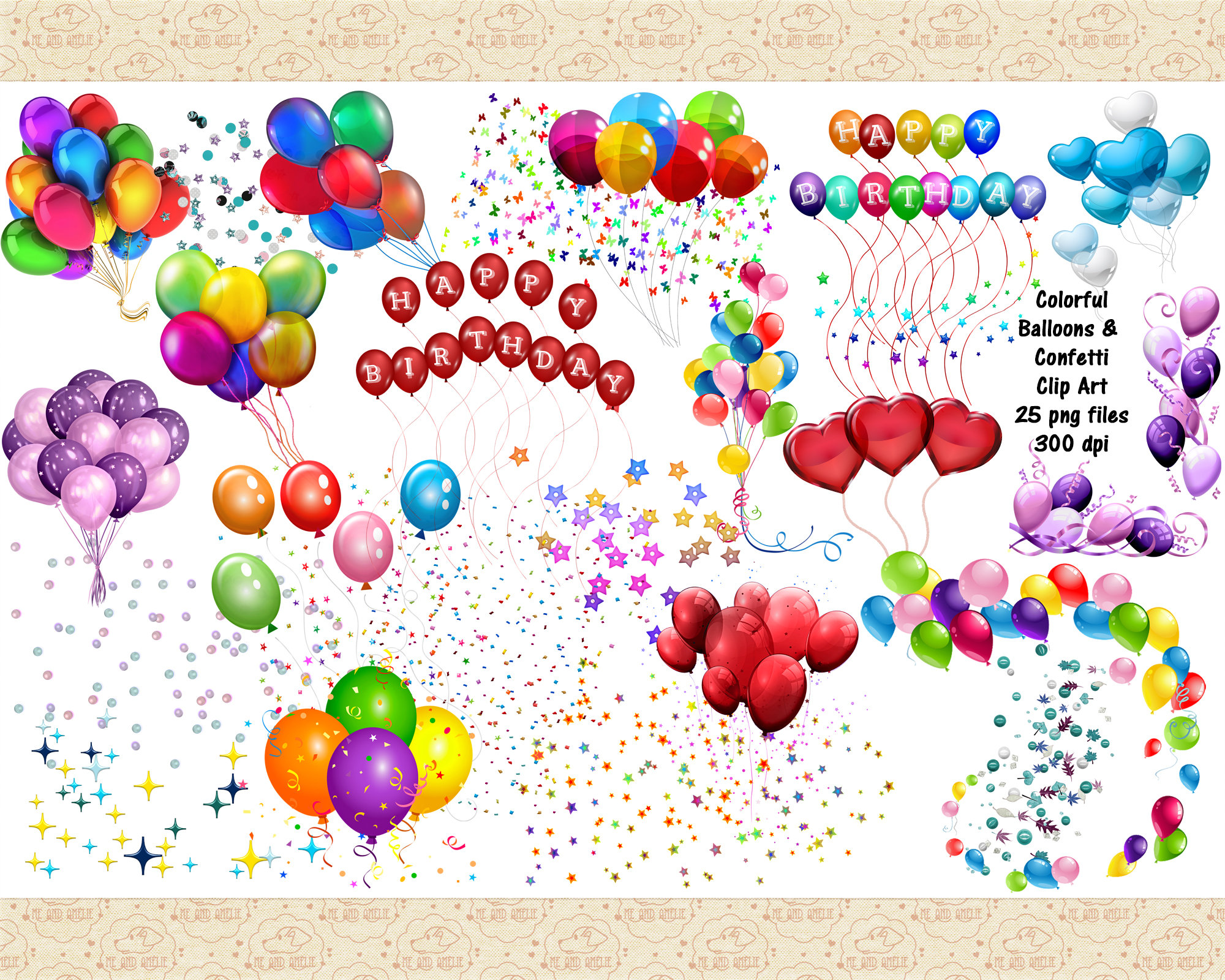 Balloons And Confetti Clipart