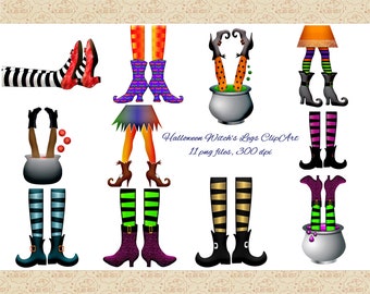 Witch Legs Halloween ClipArt, Ruby Red Slippers (PNG Files)