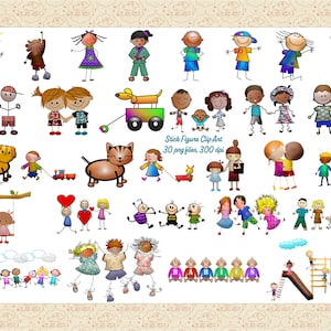 Stick Figures of Many Types Clip Art*People Stick Figures*Stick Kids*Dog & Cat Stick Figures*Girls* Boys* Mothers*Fathers*Grandparents*Baby